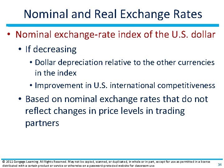 Nominal and Real Exchange Rates • Nominal exchange‐rate index of the U. S. dollar
