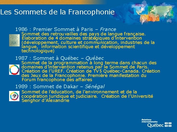 Les Sommets de la Francophonie 1986 : Premier Sommet à Paris – France Sommet