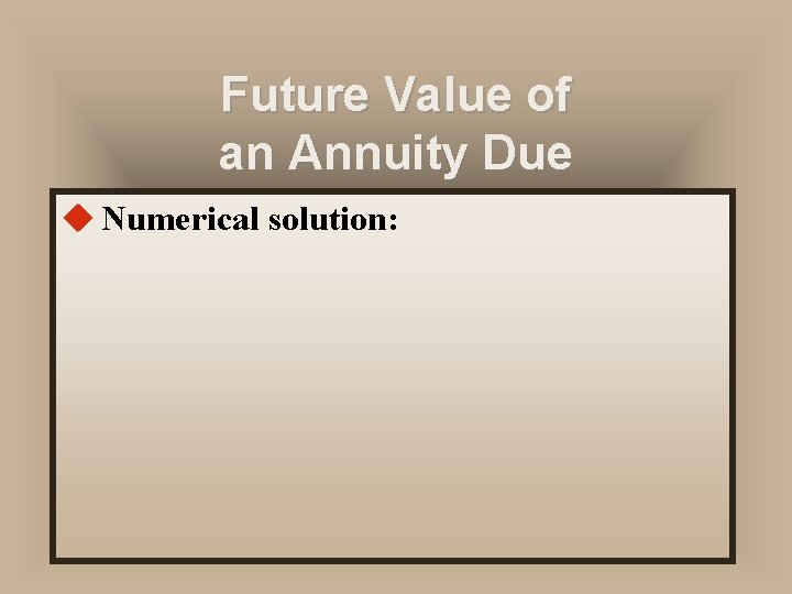 Future Value of an Annuity Due u Numerical solution: 