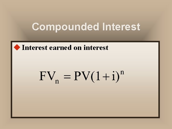 Compounded Interest u Interest earned on interest 