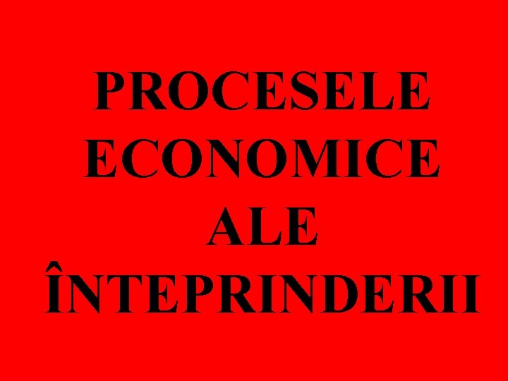 PROCESELE ECONOMICE ALE ÎNTEPRINDERII 