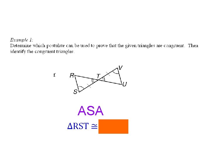 ASA ∆RST ≅ ∆UVT 