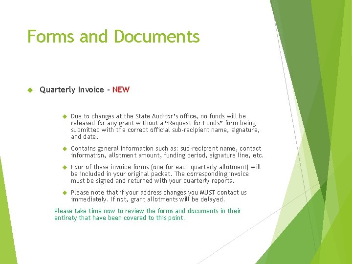 Forms and Documents Quarterly Invoice - NEW Due to changes at the State Auditor’s