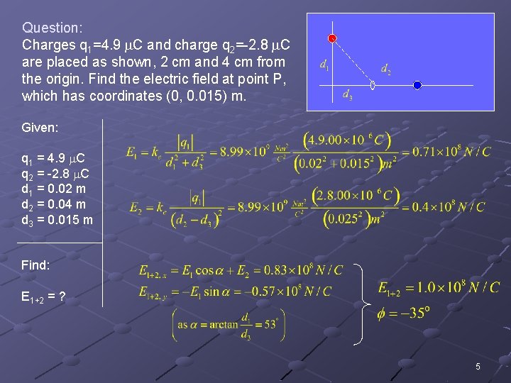 Question: Charges q 1=4. 9 m. C and charge q 2=-2. 8 m. C