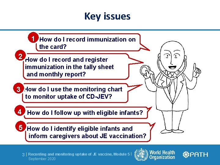 Key issues 1 How do I record immunization on the card? 2 How do