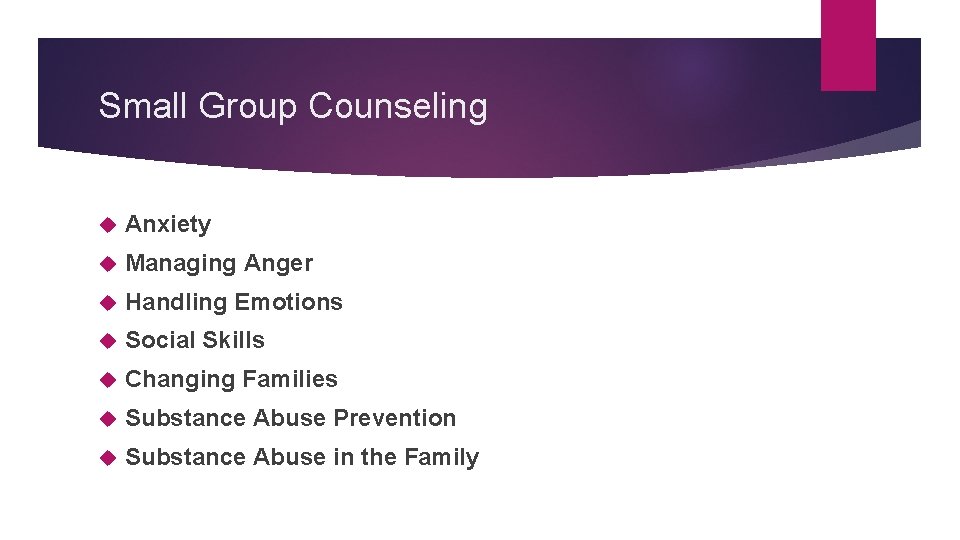Small Group Counseling Anxiety Managing Anger Handling Emotions Social Skills Changing Families Substance Abuse
