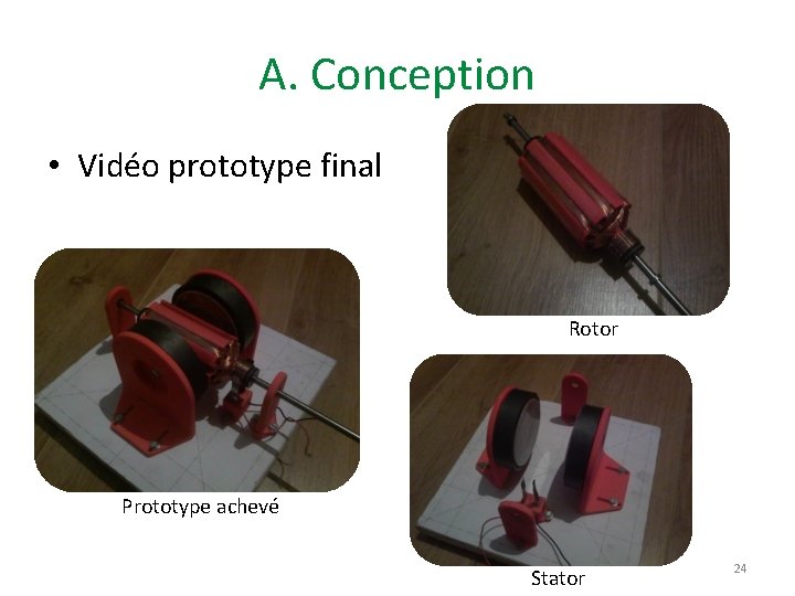 A. Conception • Vidéo prototype final Rotor Prototype achevé 2ème moteur Stator 24 