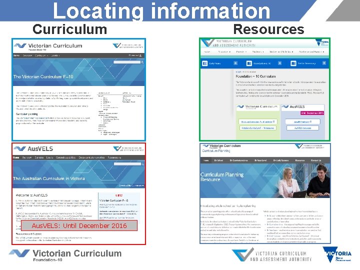 Locating information Curriculum Aus. VELS: Until December 2016 Resources 