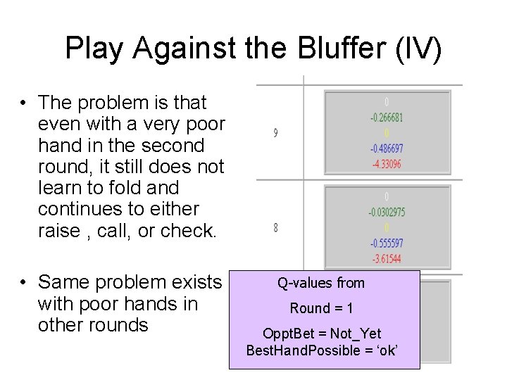 Play Against the Bluffer (IV) • The problem is that even with a very