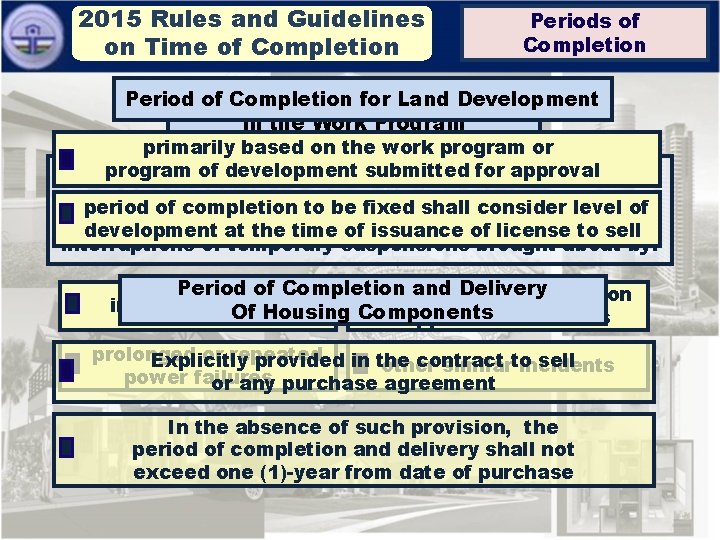 2015 Rules and Guidelines on Time of Completion Periods of Completion Period. Allowances of