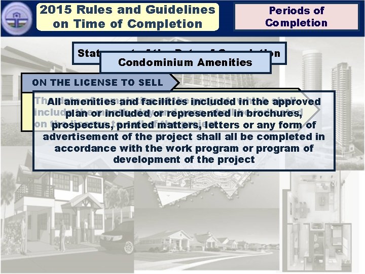 2015 Rules and Guidelines on Time of Completion Periods of Completion Statement of the