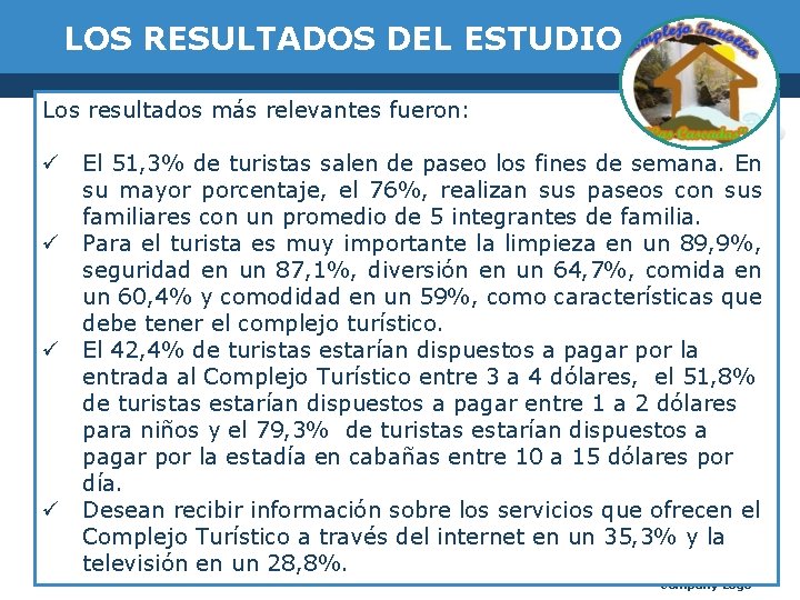 LOS RESULTADOS DEL ESTUDIO Los resultados más relevantes fueron: ü El 51, 3% de