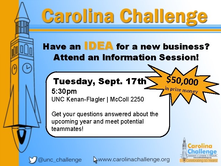 Have an IDEA for a new business? Attend an Information Session! Tuesday, Sept. 17