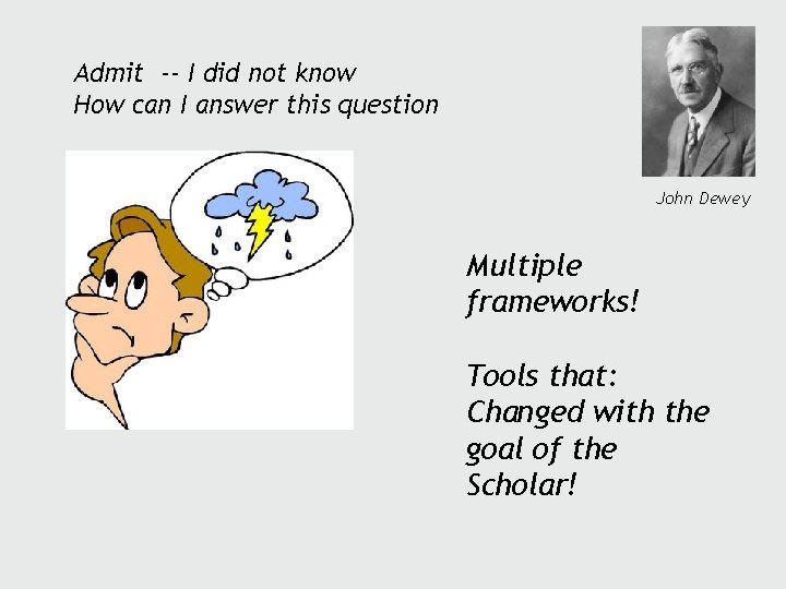 Admit -- I did not know How can I answer this question John Dewey