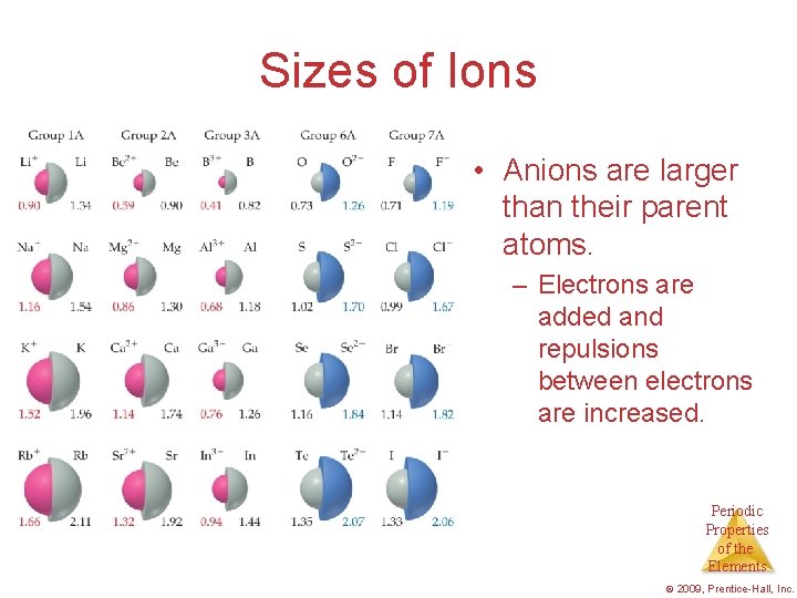 Sizes of Ions • Anions are larger than their parent atoms. – Electrons are
