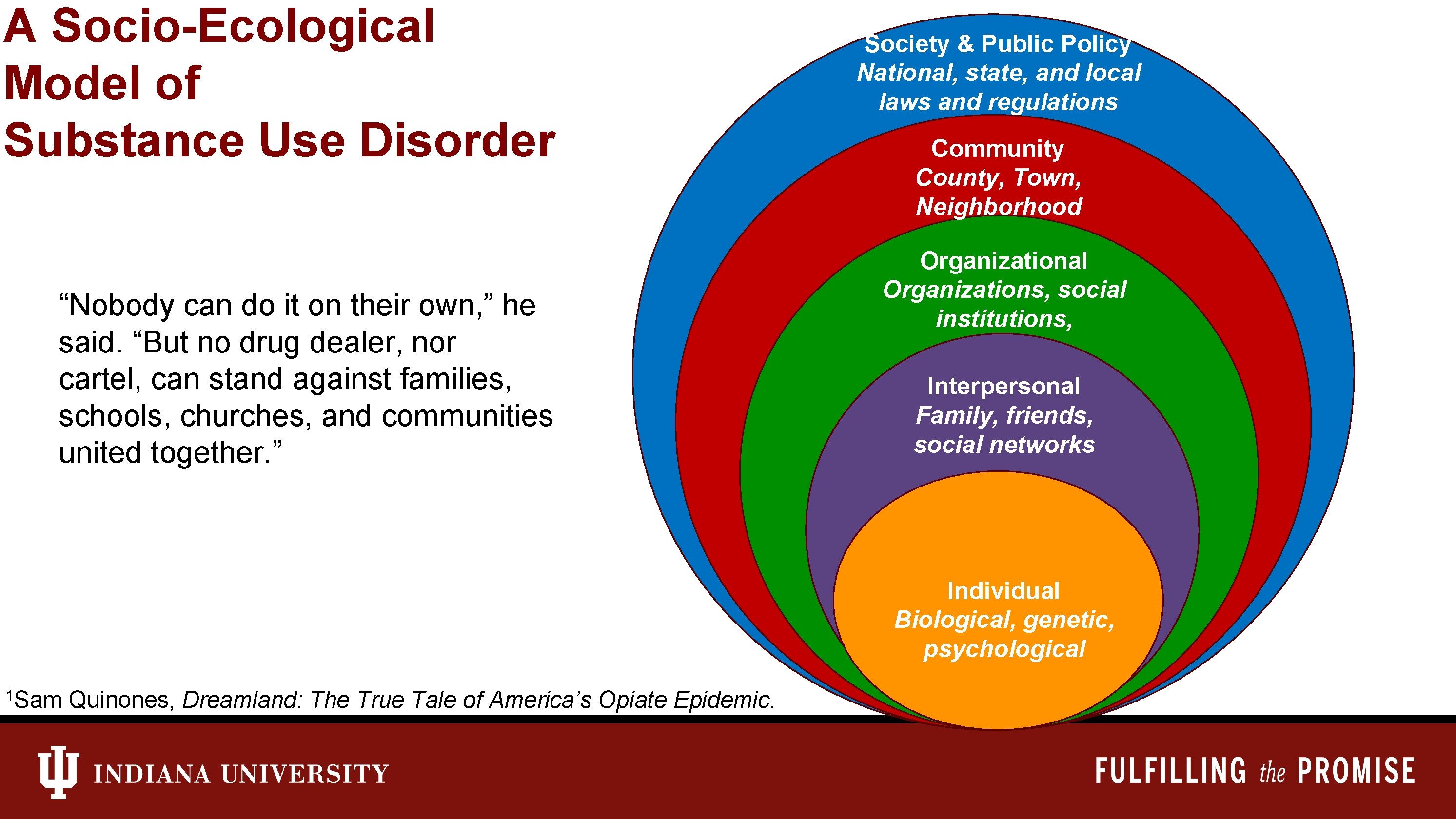 A Socio-Ecological Model of Substance Use Disorder “Nobody can do it on their own,