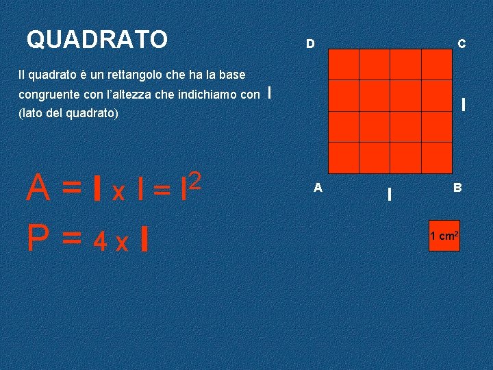 QUADRATO D C Il quadrato è un rettangolo che ha la base congruente con