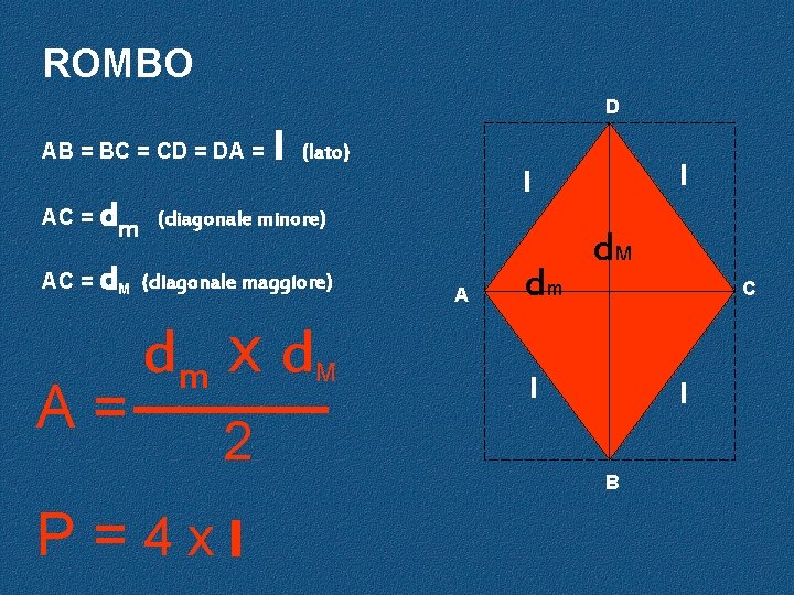 ROMBO D AB = BC = CD = DA = l (lato) AC =