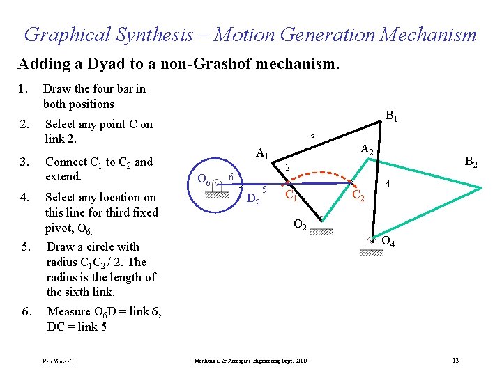 Graphical Synthesis – Motion Generation Mechanism Adding a Dyad to a non-Grashof mechanism. 1.