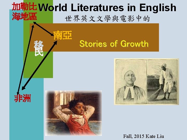 加勒比 World Literatures in English 海地區 世界英文文學與電影中的 南亞 移 民 Stories of Growth 非洲