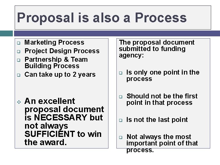 Proposal is also a Process q q v Marketing Process Project Design Process Partnership Proposal is also a Process q q v Marketing Process Project Design Process Partnership