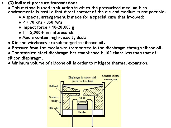  • (3) Indirect pressure transmission: ● This method is used in situation in