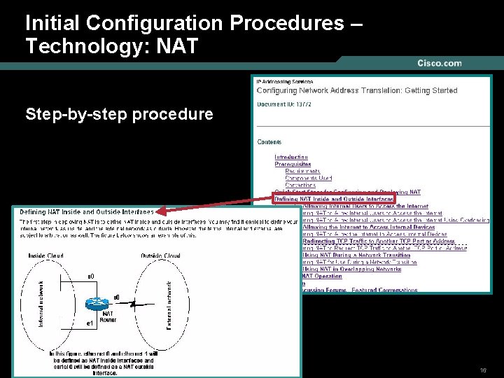 Initial Configuration Procedures – Technology: NAT Step-by-step procedure Presentation_ID © 2006 Cisco Systems, Inc.
