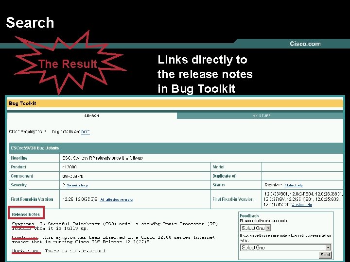 Search The Result Presentation_ID © 2006 Cisco Systems, Inc. All rights reserved. Links directly