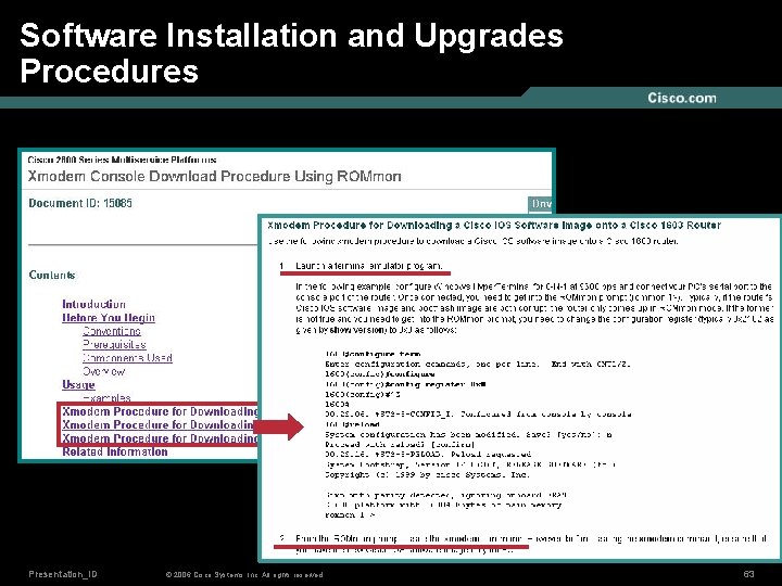 Software Installation and Upgrades Procedures Presentation_ID © 2006 Cisco Systems, Inc. All rights reserved.