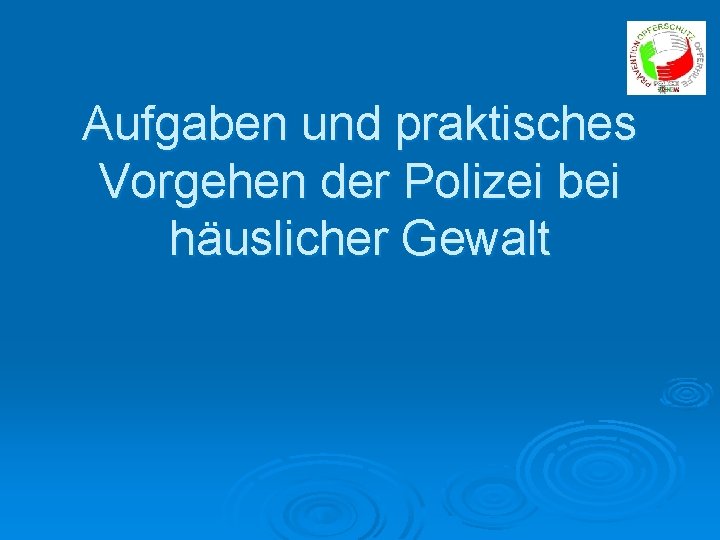 Aufgaben und praktisches Vorgehen der Polizei bei häuslicher Gewalt 