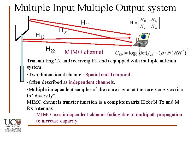  Multiple Input Multiple Output system H 21 H 12 H 22 H 11