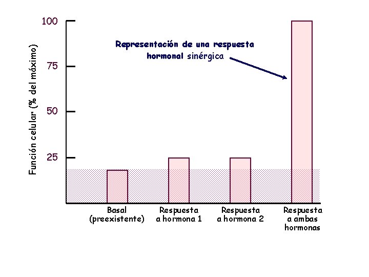 Función celular (% del máximo) 100 75 Representación de una respuesta hormonal sinérgica 50