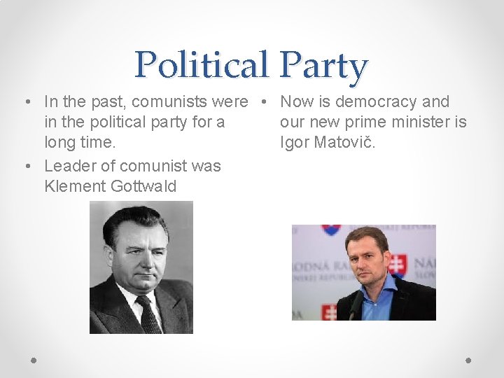 Political Party • In the past, comunists were • Now is democracy and our