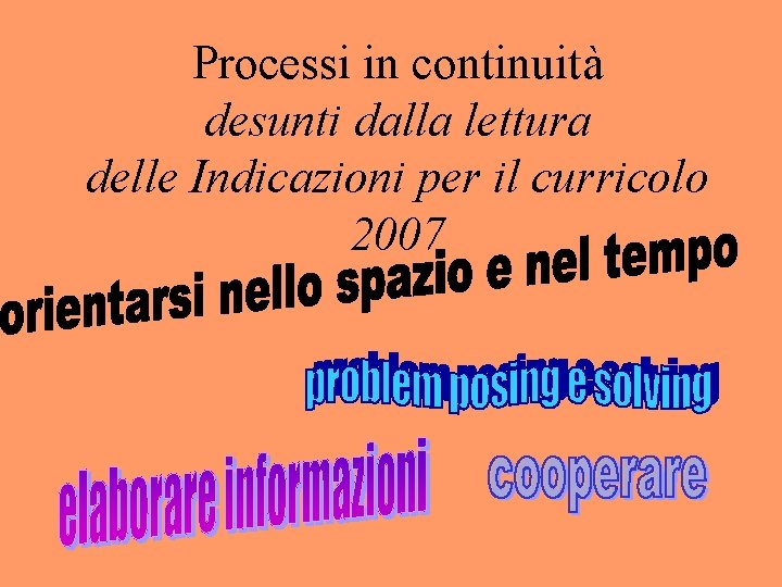 Processi in continuità desunti dalla lettura delle Indicazioni per il curricolo 2007 