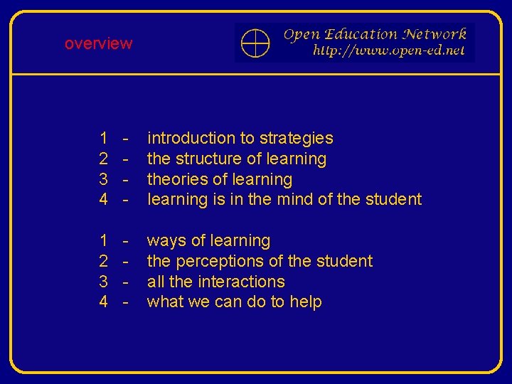 overview 1 2 3 4 - introduction to strategies the structure of learning theories