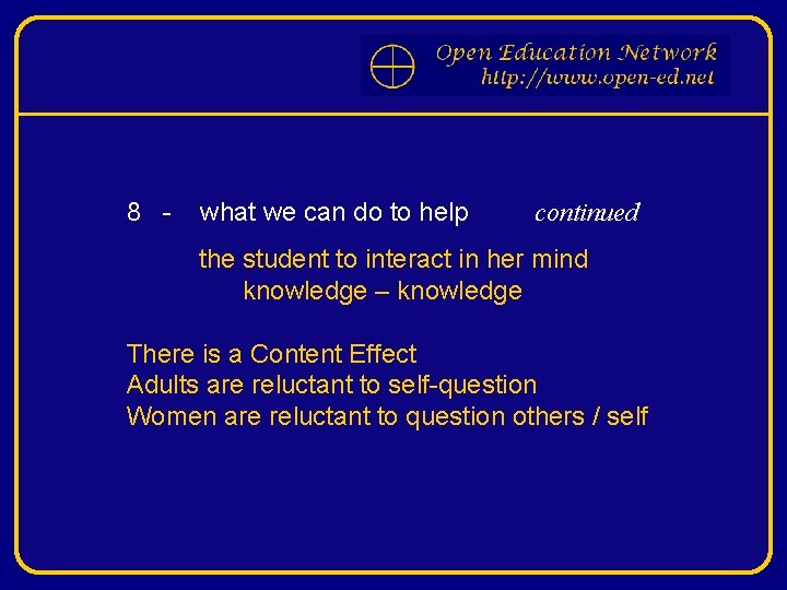 8 - what we can do to help continued the student to interact in