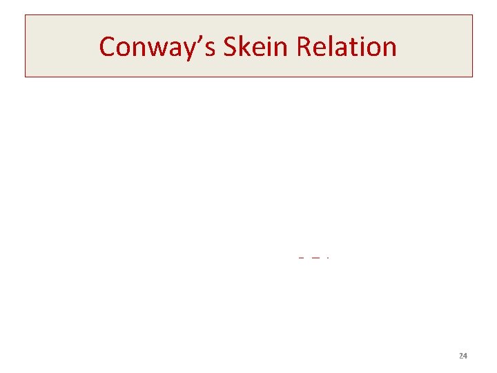 Conway’s Skein Relation 24 