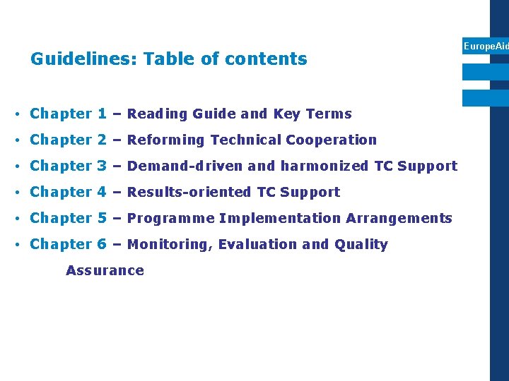 Guidelines: Table of contents • Chapter 1 – Reading Guide and Key Terms •