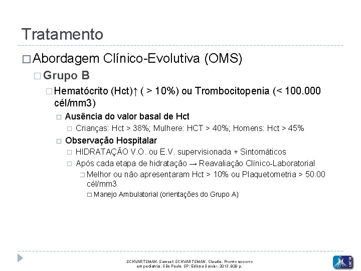 Tratamento � Abordagem Clínico-Evolutiva (OMS) � Grupo B � Hematócrito (Hct)↑ ( > 10%)