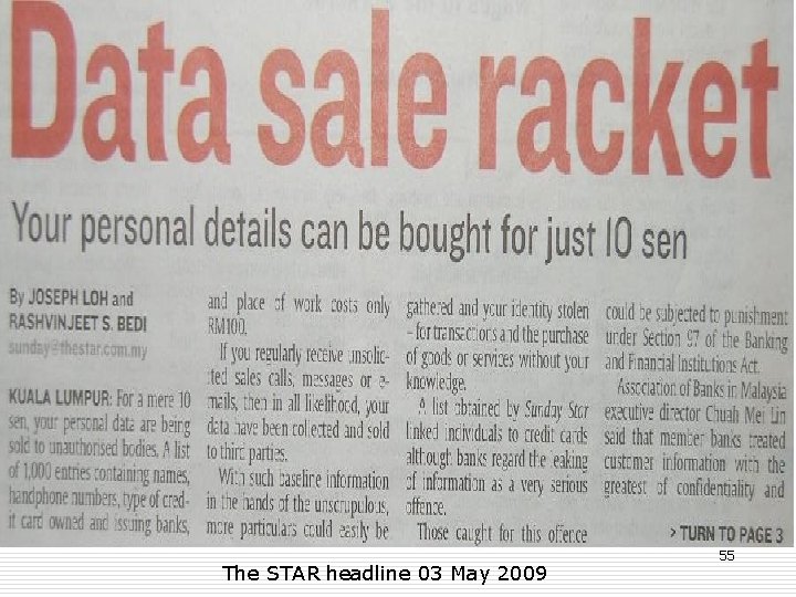 The STAR headline 03 May 2009 55 The STAR headline 03 May 2009 55