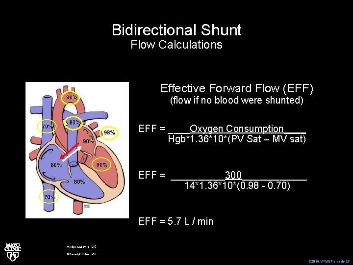 Bidirectional Shunt Flow Calculations Effective Forward Flow (EFF) (flow if no blood were shunted)