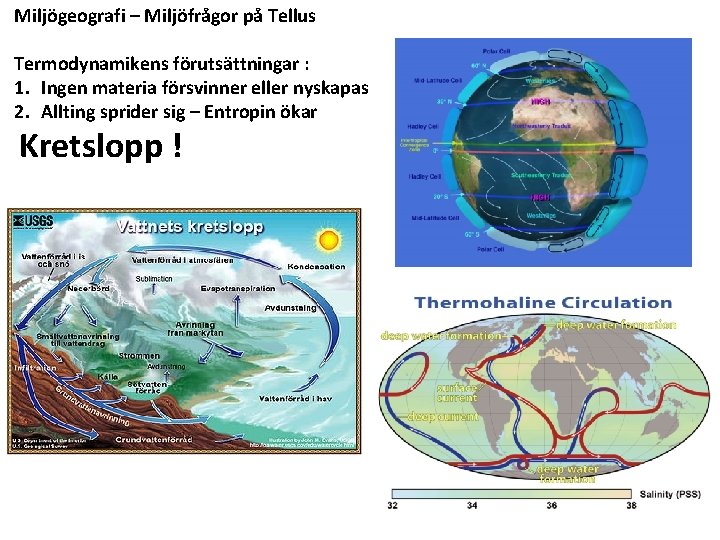 Miljögeografi – Miljöfrågor på Tellus Termodynamikens förutsättningar : 1. Ingen materia försvinner eller nyskapas