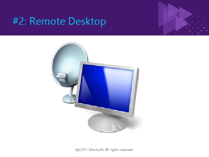 #2: Remote Desktop (c) 2011 Microsoft. All rights reserved. 