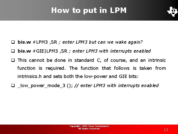 How to put in LPM q bis. w #LPM 3 , SR ; enter