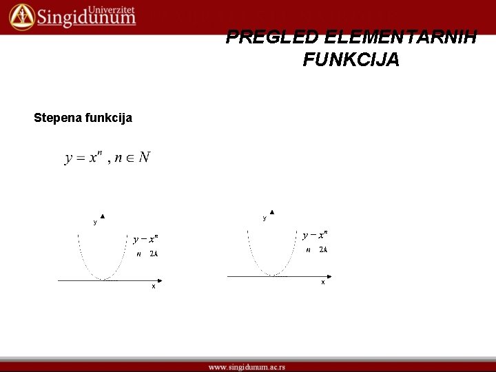 PREGLED ELEMENTARNIH FUNKCIJA Stepena funkcija 