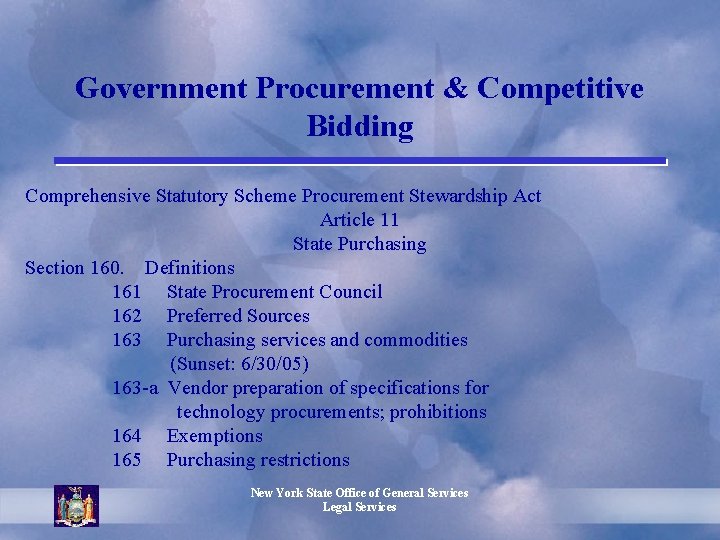 Government Procurement & Competitive Bidding Comprehensive Statutory Scheme Procurement Stewardship Act Article 11 State