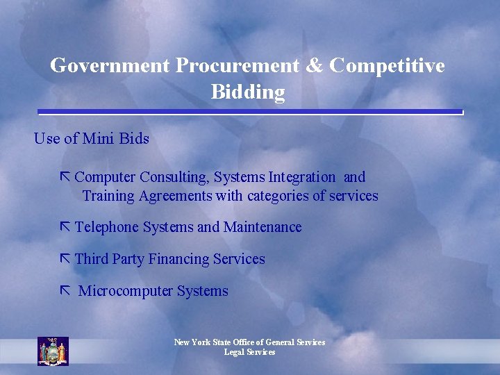 Government Procurement & Competitive Bidding Use of Mini Bids ã Computer Consulting, Systems Integration