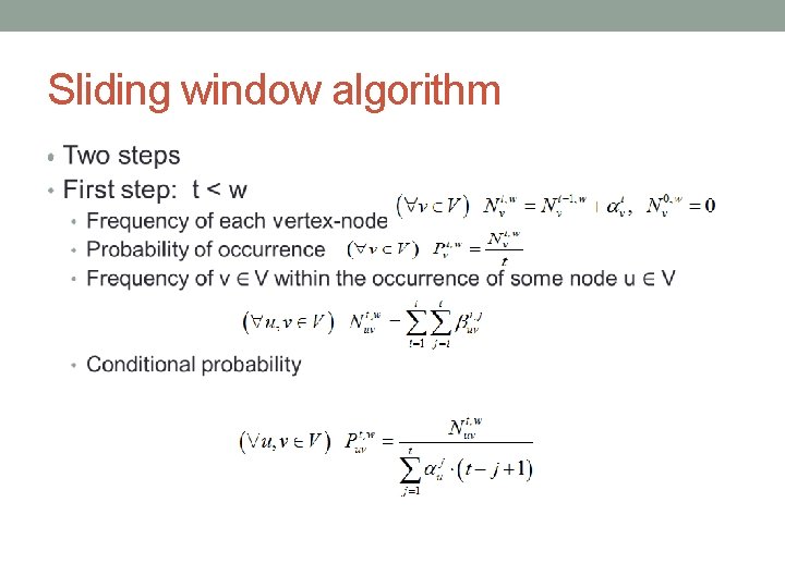 Sliding window algorithm • 