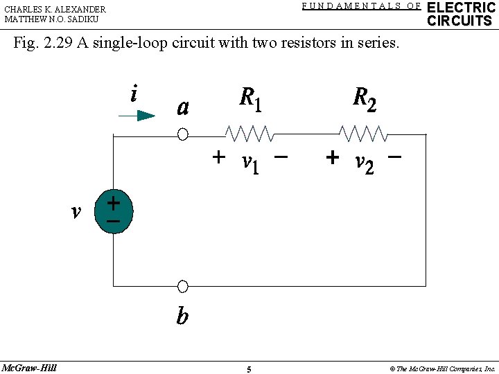 FUNDAMENTALS OF CHARLES K. ALEXANDER MATTHEW N. O. SADIKU ELECTRIC CIRCUITS Fig. 2. 29