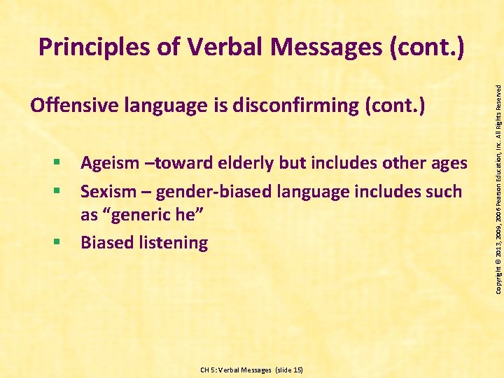 Offensive language is disconfirming (cont. ) § Ageism –toward elderly but includes other ages